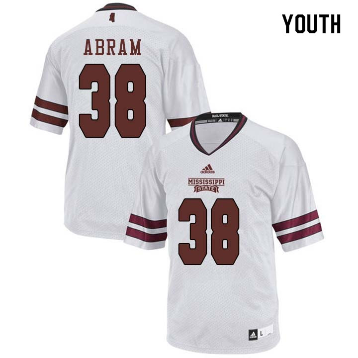 Youth #38 Johnathan Abram Mississippi State Bulldogs College Football Jerseys Sale-White - Click Image to Close